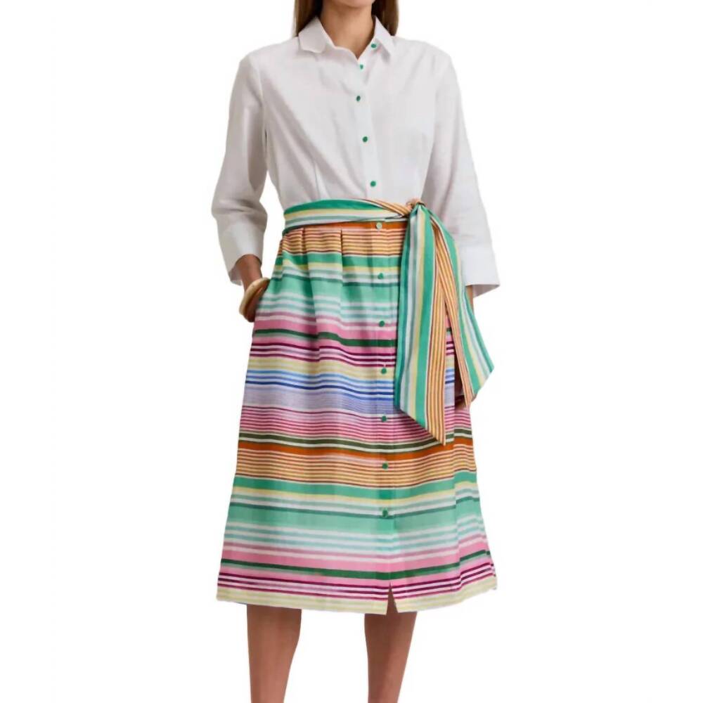 NEW HINSON WU robin 3/4 sleeve multi linen dress in stripe